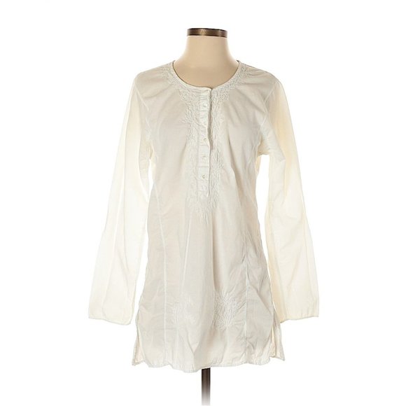 J. Crew White Boho Emroidered Cotton tunic/Swim Cover S - Picture 1 of 2